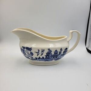 Vintage Churchill Willow Blue Gravy Boat